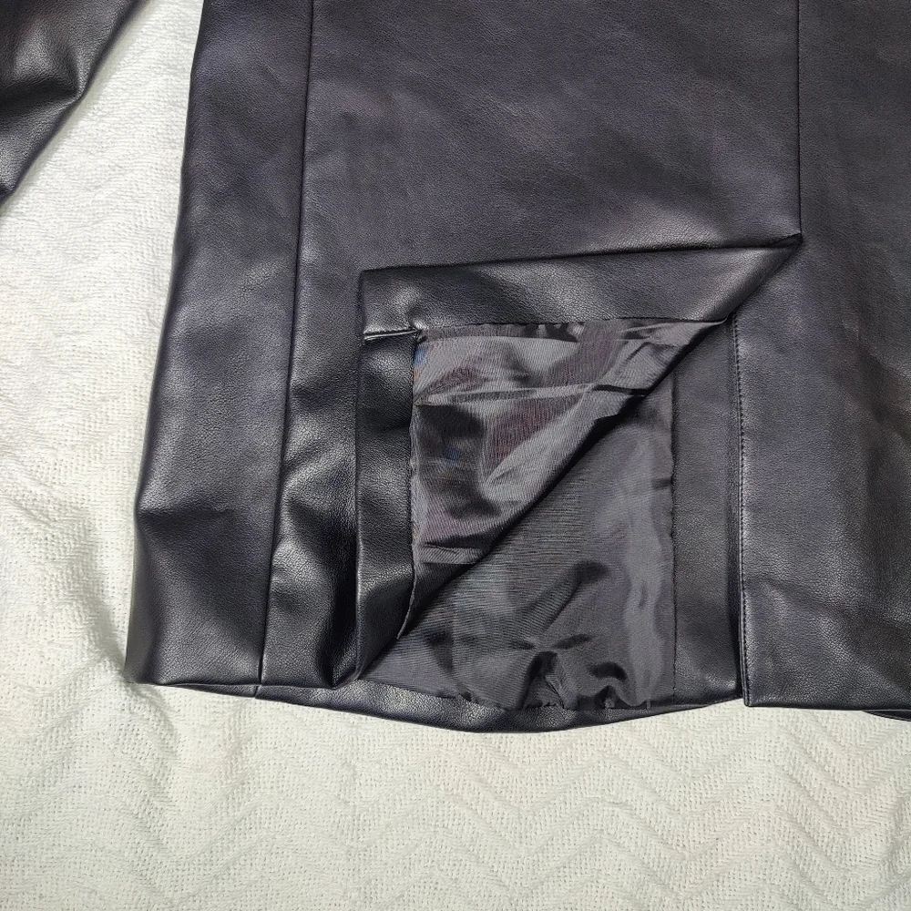 Rebecca Minkoff Black FaLse Lambskin Leather Blazer Women’s Size L Oversized